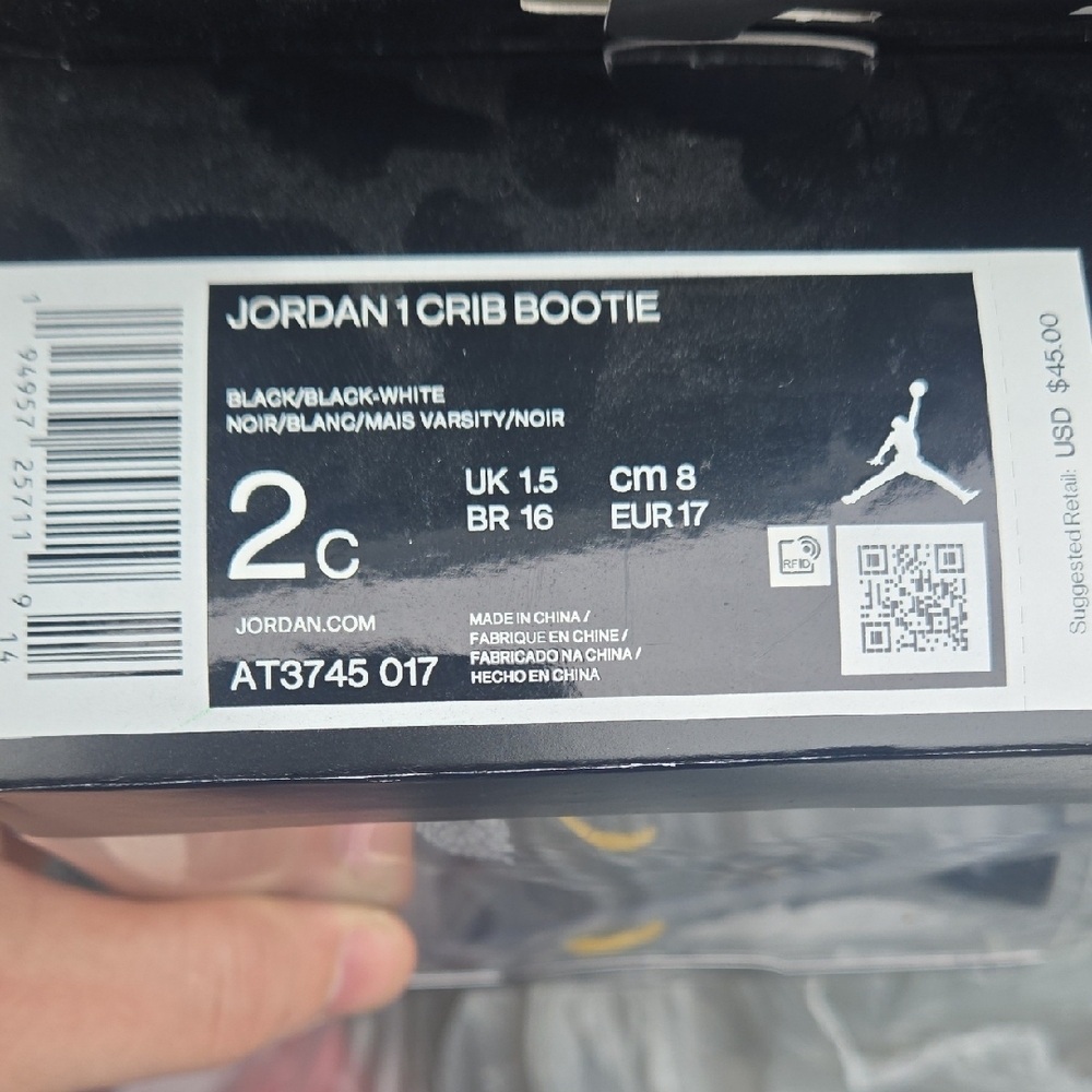 Jordan 1 Crib Bootie Black/White
